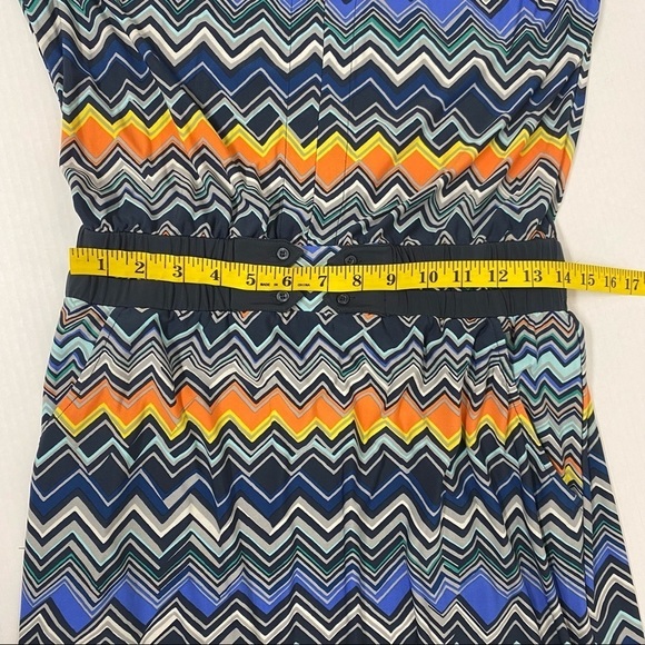 BCBG MaxAzria Black Blue Orange Chevron Day Sleeveless Summer Sheath Dress Sz S - Picture 7 of 8